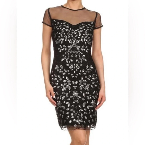 Romeo + Juliet Couture Beaded Little Black Dress Size M - Picture 1 of 12